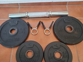 Discos de pesa 10 kg + barra