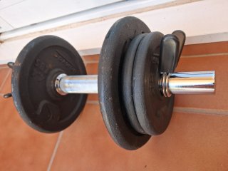 Discos de pesa 10 kg + barra