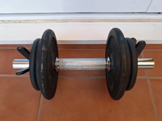 Discos de pesa 10 kg + barra