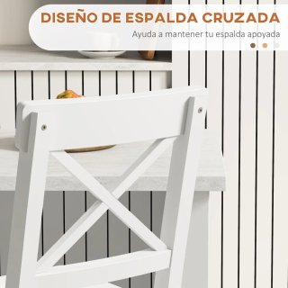 Juego 2 Taburetes Altos Cocina Madera Blanca