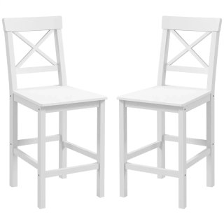 Juego 2 Taburetes Altos Cocina Madera Blanca
