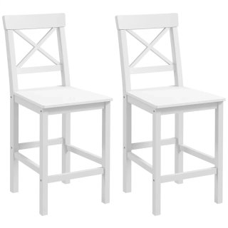 Juego 2 Taburetes Altos Cocina Madera Blanca