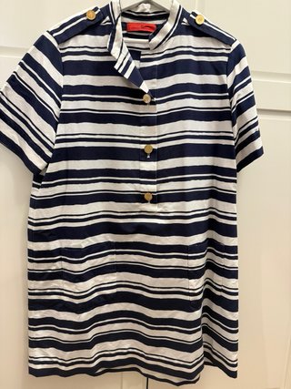 Vestido bluson Carolina Herrera rayas azul/blanco