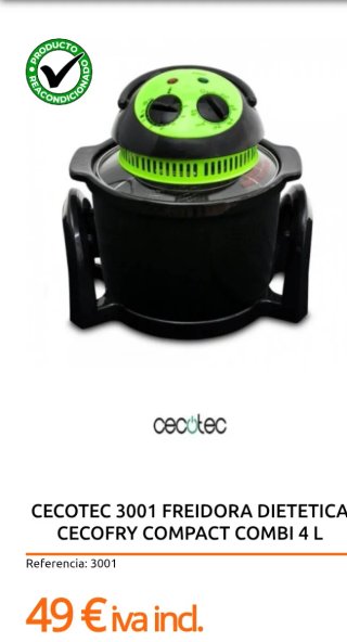 Freidora y Horno Dietético Cecofry Compact Combi