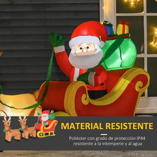 Babbo Natale Gonfiabile con Trineo e Renne con Luci LED