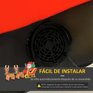 Babbo Natale Gonfiabile con Trineo e Renne con Luci LED