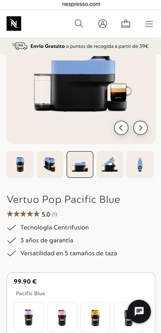 Nespresso Cafetera Vertuo Pop Nueva.
