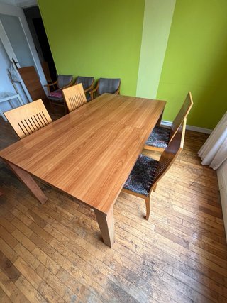 Mesa comedor extensible y 6 sillas madera