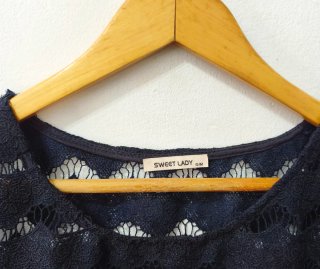 Caftán de encaje azul marino Sweet Lady Talla S-M
