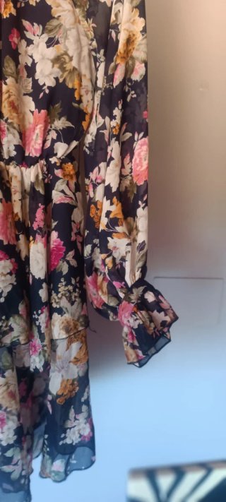 Vestido gasa manga larga floral,talla S/M