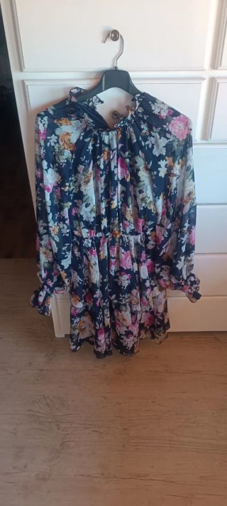 Vestido gasa manga larga floral,talla S/M
