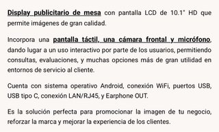 Pantalla Publicitaria LCD Mesa 10.1''