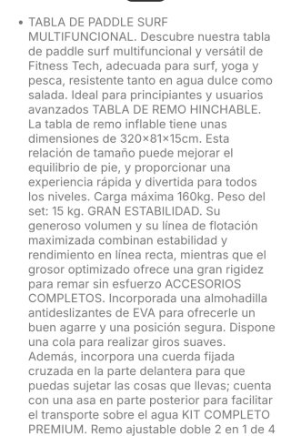 Tabla de pádel surf Fitness Tech inflable