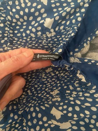 Vestido estampado azul y beige