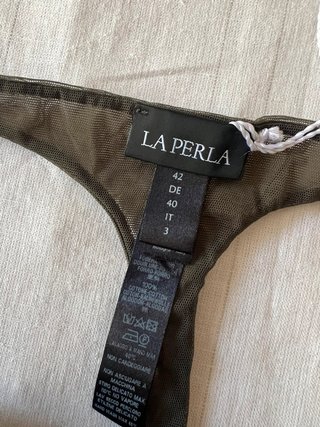 La Perla Thong - Sheer Tulle Luxury Lingerie - Olive Green Mesh Design - New With Tags 80€