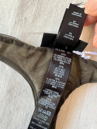 La Perla Thong - Sheer Tulle Luxury Lingerie - Olive Green Mesh Design - New With Tags 80€