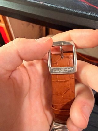 Swatch Irony Vintage con cinturino in pelle marrone