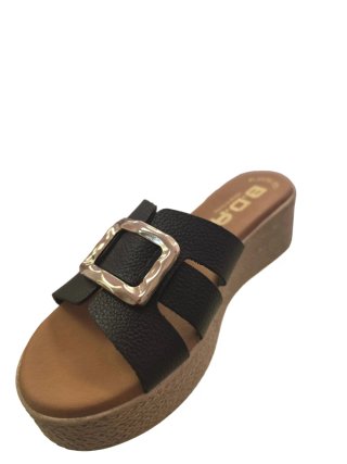 Sandalias Plataforma Negra Hebilla