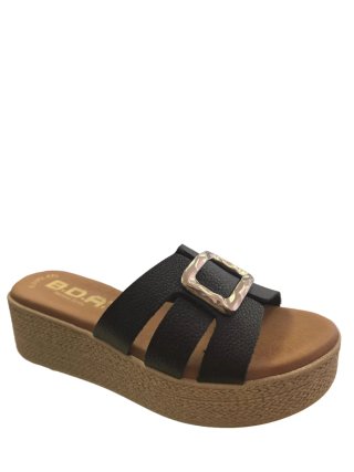 Sandalias Plataforma Negra Hebilla