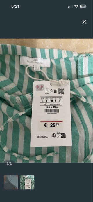 Pantalón lino rayas verdes y blancas