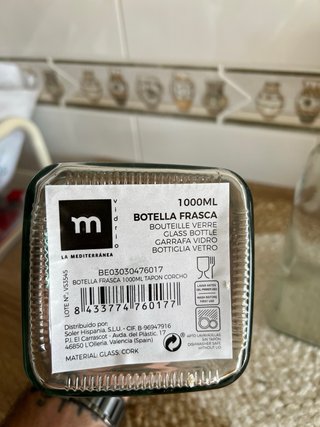 2 Botellas de Vidrio "La Mediterránea" - 1 Litro