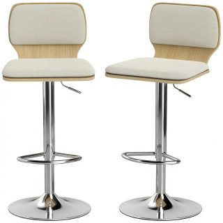 Juego 2 Taburetes Altos Cocina Giratorios Beige/Ma