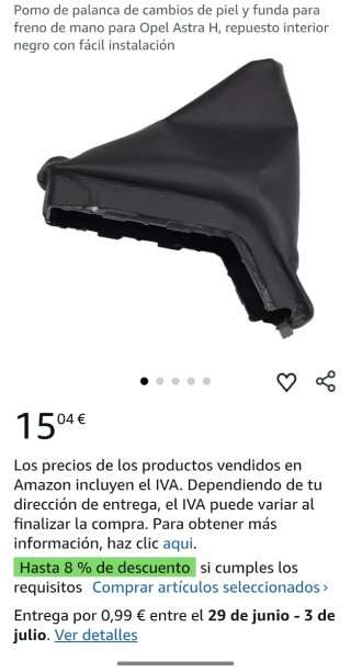 Funda Palanca Cambios Opel Astra H Piel Negra