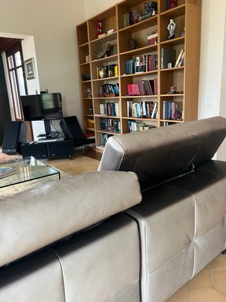 Sofá Natuzzi Piel Gris, abatible
