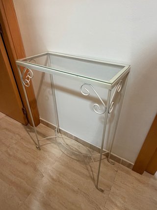 Mesa consola cristal y metal