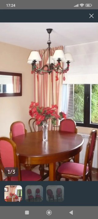 5 Sillas de Comedor de Madera tapizadas