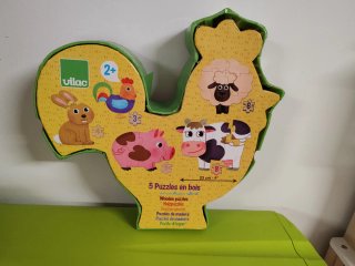 Juguete de madera Vilac gallo 5 puzzles