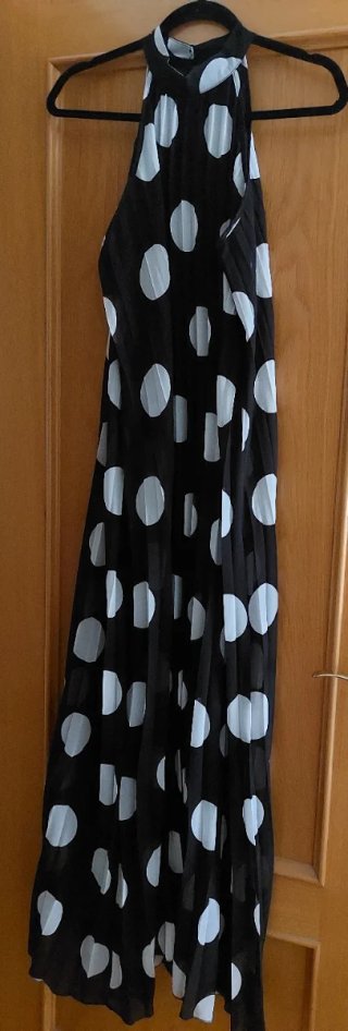 Vestido fiesta lunares negro y blanco T.XXL