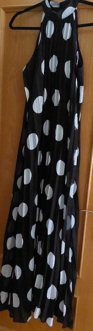 Vestido fiesta lunares negro y blanco T.XXL
