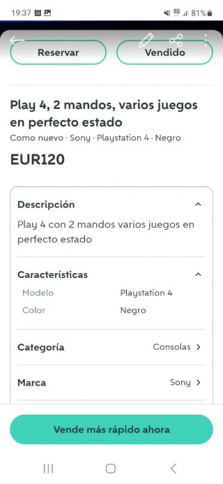 Consola PS4 (PlayStation 4) Negra
