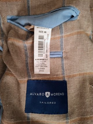 Americana Álvaro Moreno cuadros beige/azul T.46