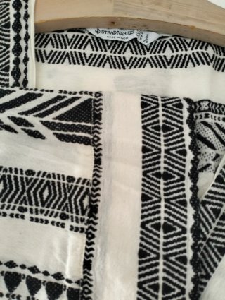Kimono Algodón Estampado Blanco y Negro