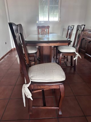 Mesa y 6 Sillas Madera Maciza