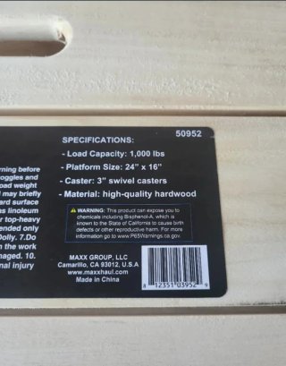Plataforma mudanza madera 450kg MaxWorks 509 nueva