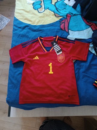 Equipación España Fútbol nombre de Ángel sin estre
