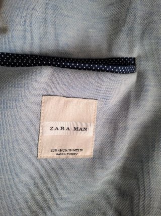 Americana Zara T.48 Azul/Blanco