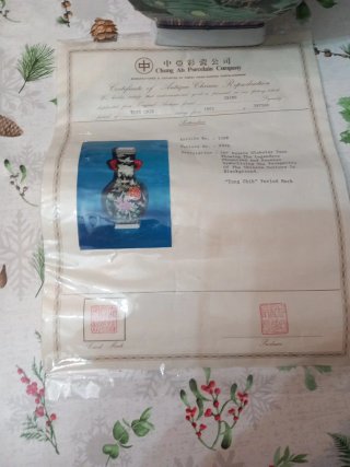 Jarrón Antiguo Chino Porcelana Certificado