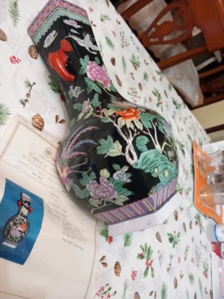 Jarrón Antiguo Chino Porcelana Certificado
