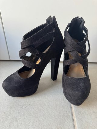 Zapatos tacón plataforma negros T.35