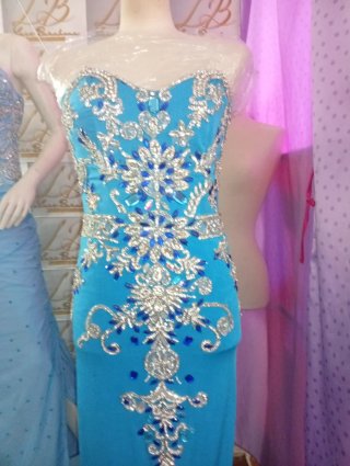 Vestido de fiesta Luss Barahona azul y plata