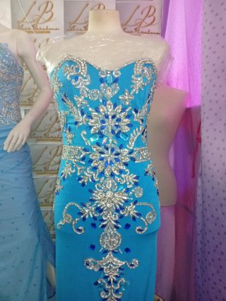 Vestido de fiesta Luss Barahona azul y plata