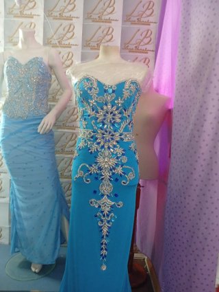 Vestido de fiesta Luss Barahona azul y plata