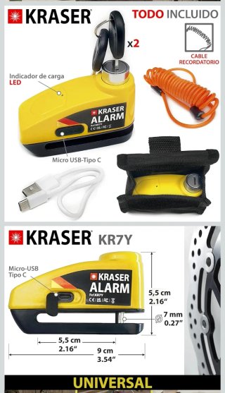 KRASER KR7Y Candado Alarma Moto 110dB