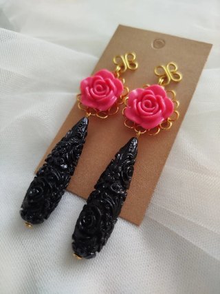 Pendientes Flamenca/Fiesta Rosa y Negro