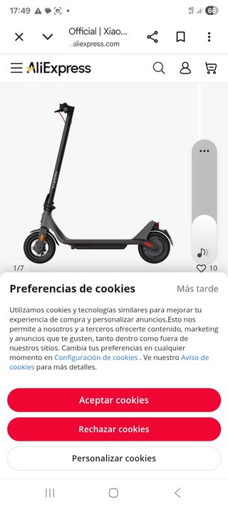 Patinete eléctrico rueda punchada
