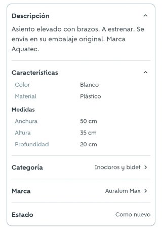 Asiento ortopedia elevado